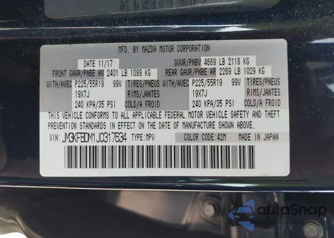 2018 Mazda Cx-5 Grand Touring z USA, uszkodzony, nr VIN JM3KFBDM1J0317634